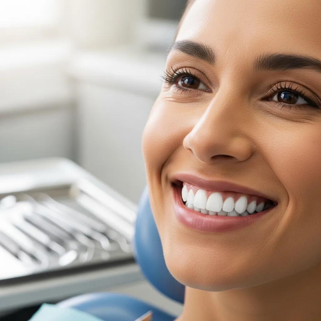 Patient smiling with bright teeth after cosmetic dental treatment